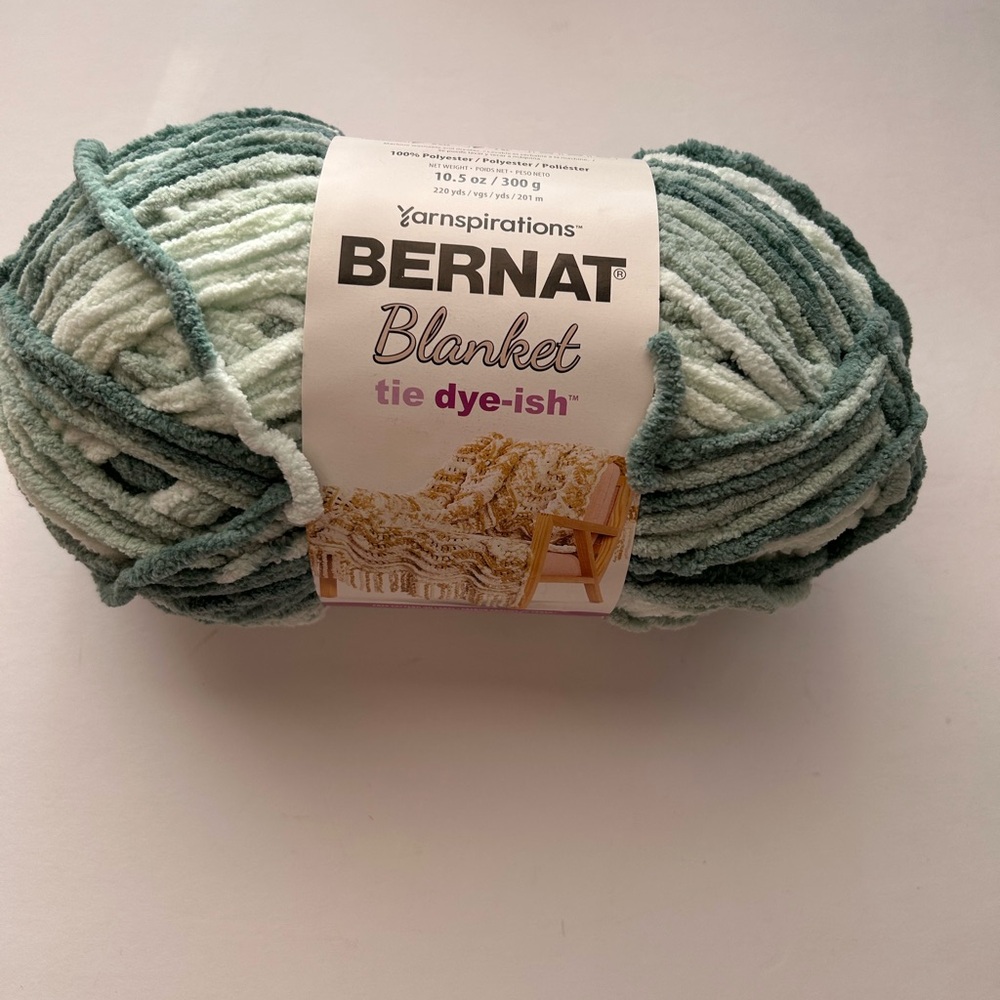 Yarn Bernat blanket tie dye-ish mossy hills color ONE SKEIN only 220 yds